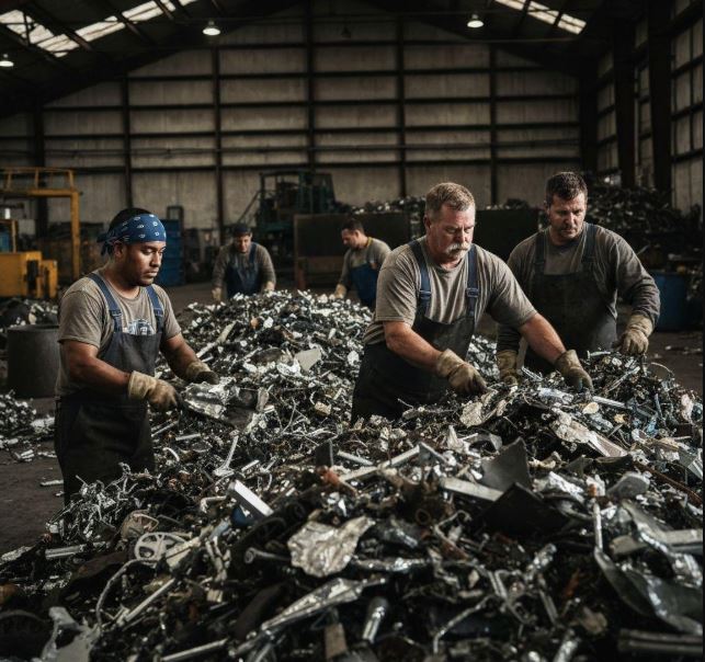 Commercial scrap metal recycling yard
